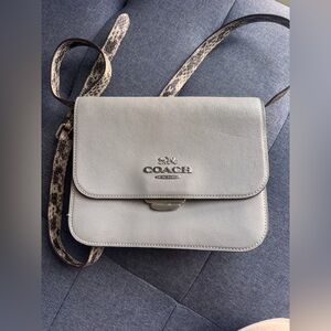Coach Silver Crossbody Bag with Snakeskin Strap